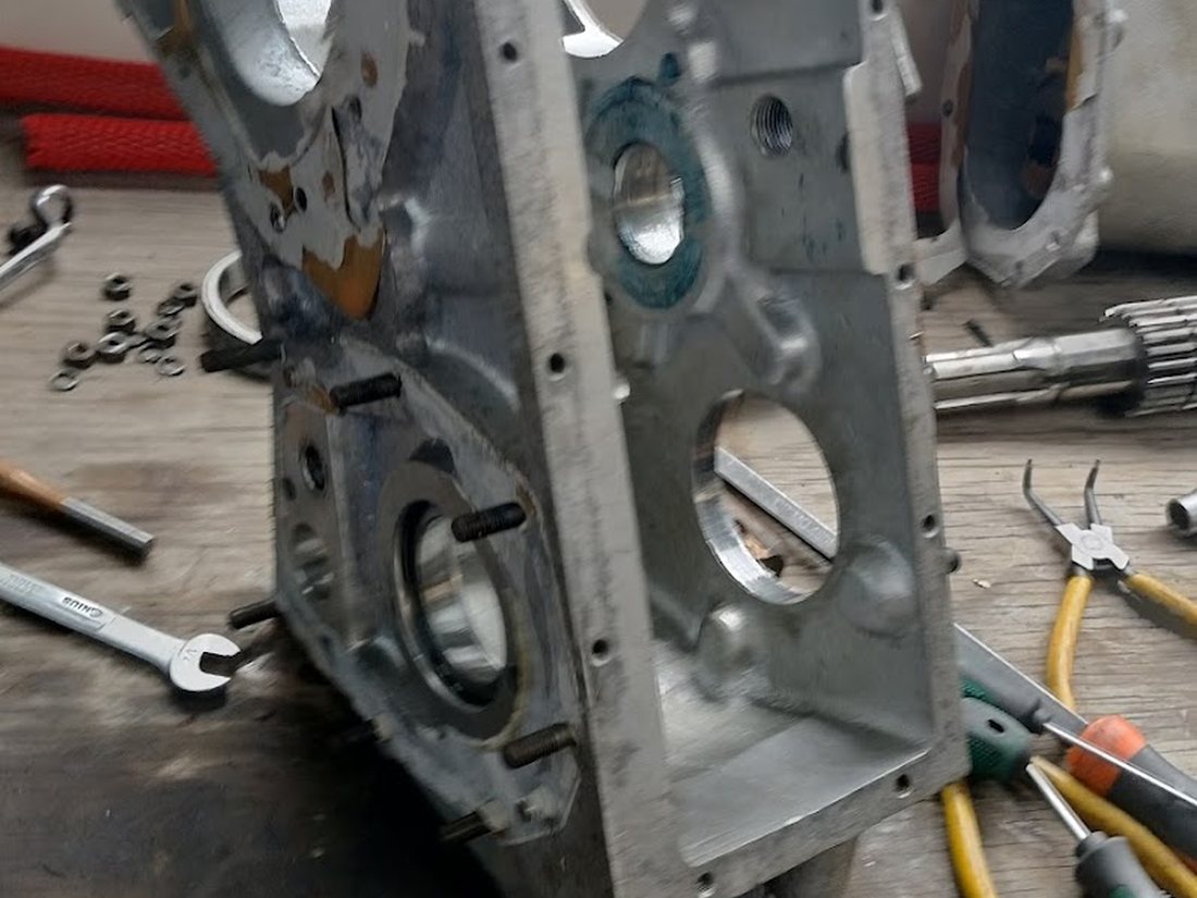 Bare engine block cleaned back ready for machining
