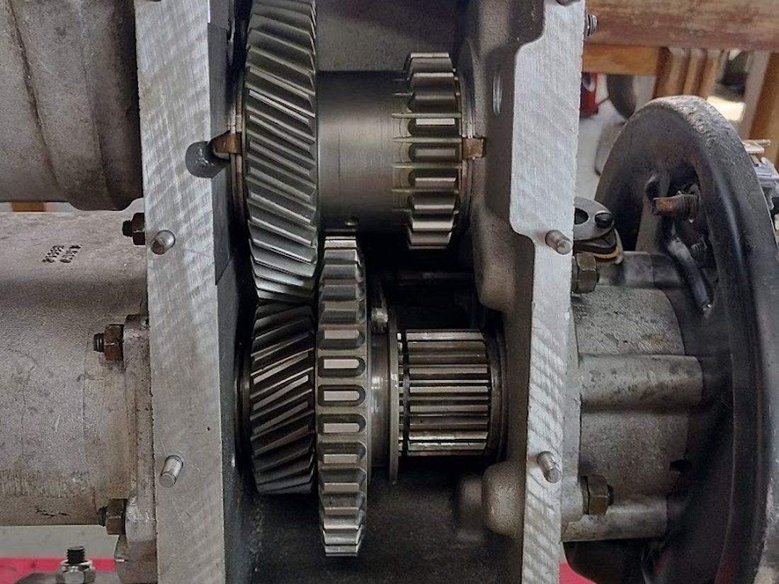 Timing gears inside the case during a rebuild