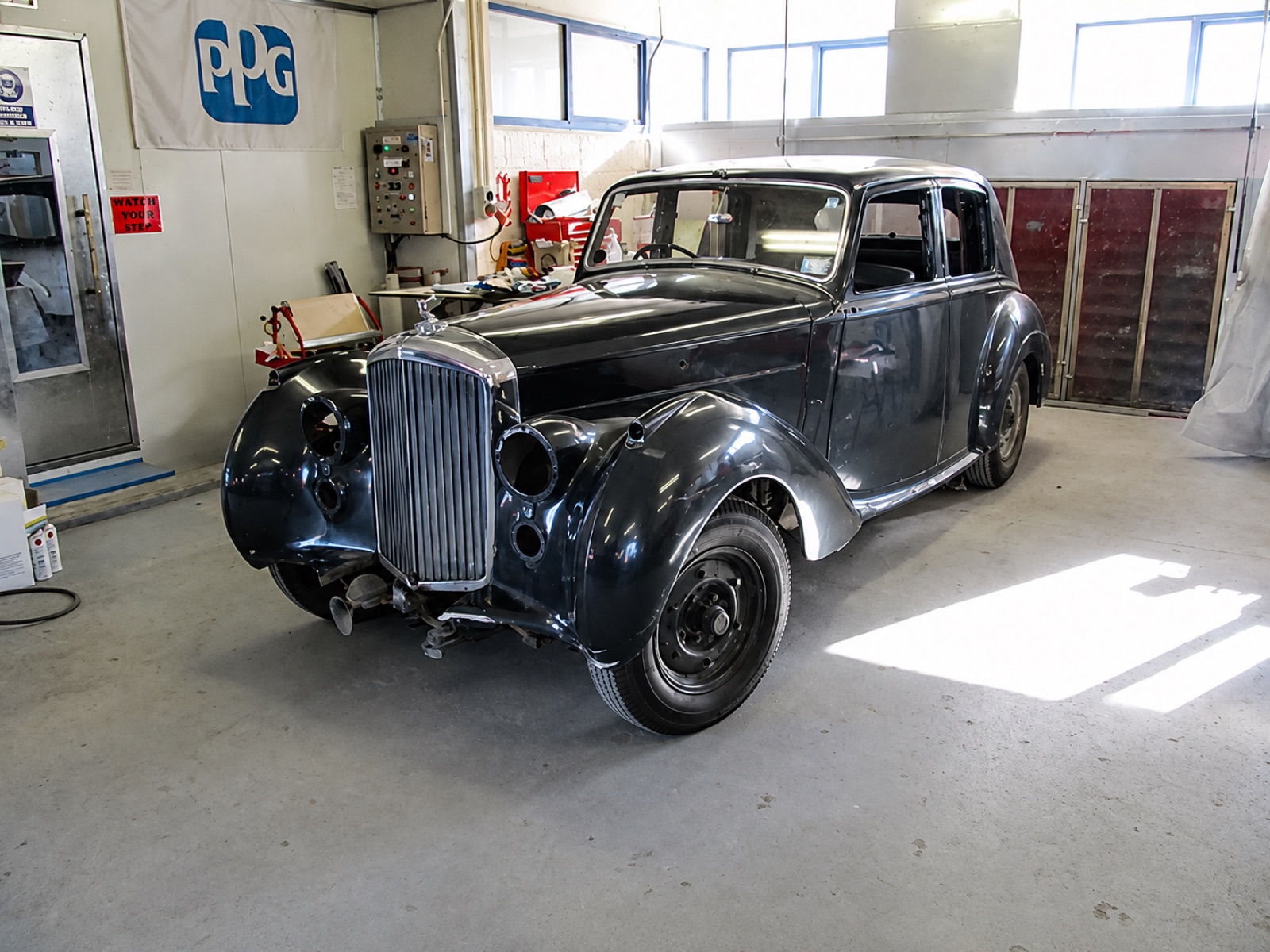 Vintage hot rod in the Geraldine workshop